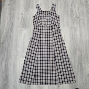 Chic Black and White Checkered Midi Dress